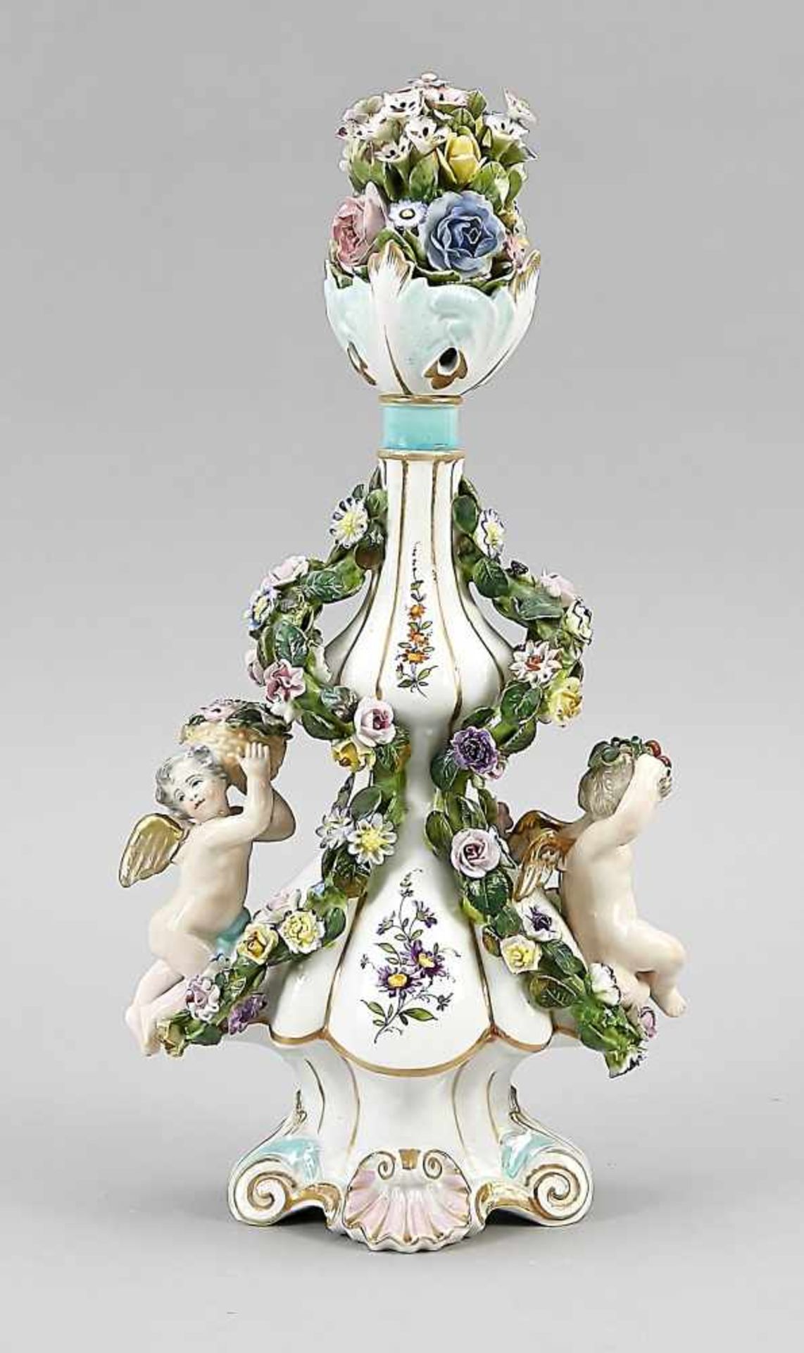 Figurative bottle with stopper, England, 19th century, after Meissen model, double gourd