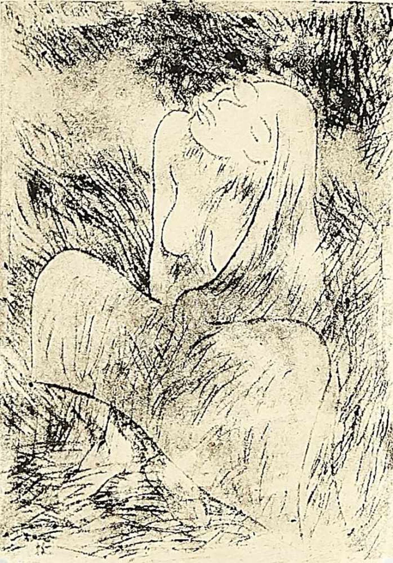 Dt. Expressionist in the 1920s, a disagreeable semi-nude with closed eyes and feet in the