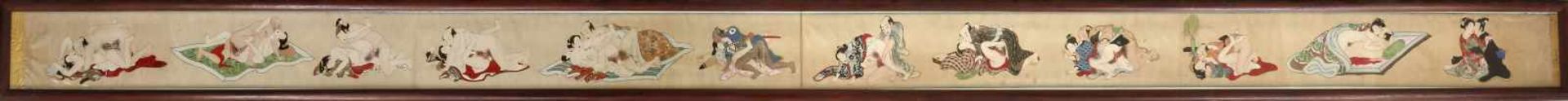 Scroll painting, mocking pictures about the passion of women, Japan, pres. 18th century, - Bild 5 aus 5