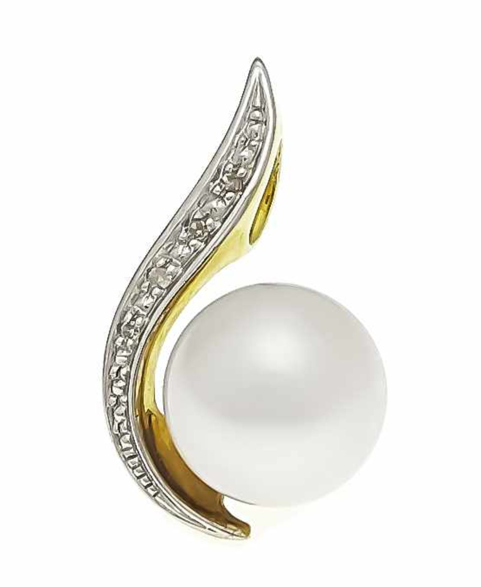 Cultured pearl diamond pendant GG / WG 585/000 with a cultured pearl 9.5 mm and 4