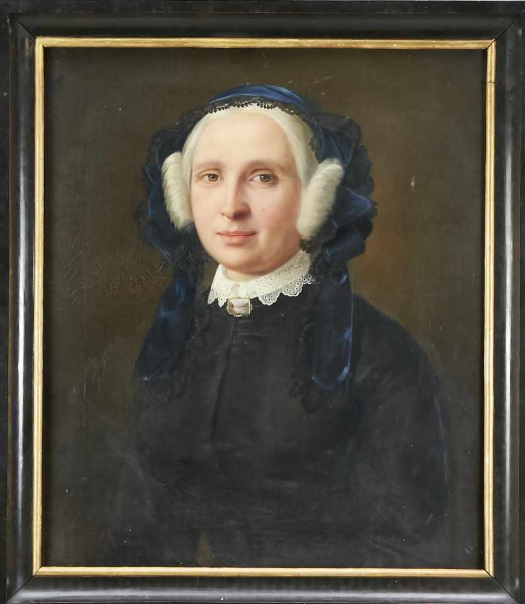 Anonymous portrait painter of the Biedermeier era, portrait of a young lady in traditional