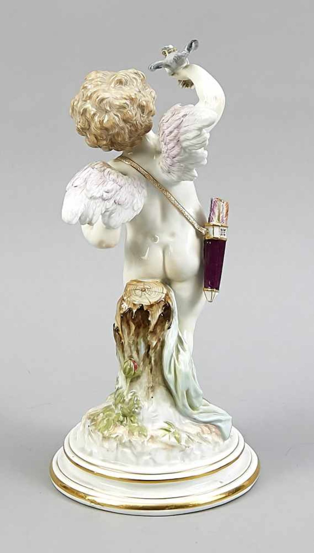 Large Cupid with Heart and Carrier Pigeon, Meissen, mark 1850-1924, 1st quality, designed - Bild 2 aus 2