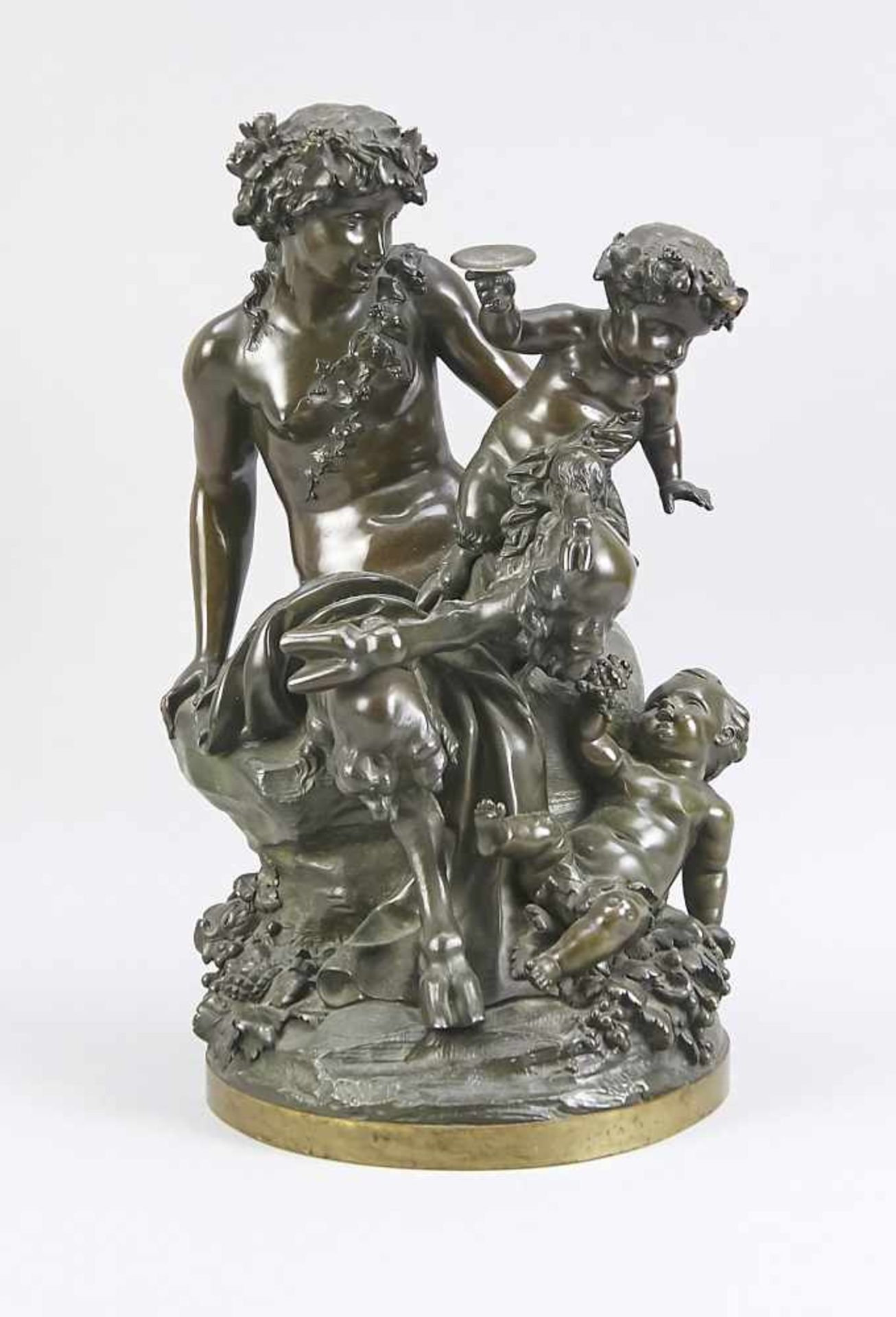 Clodion (1738-1814), large bacchante group with female satyrs, patinite bronze casting