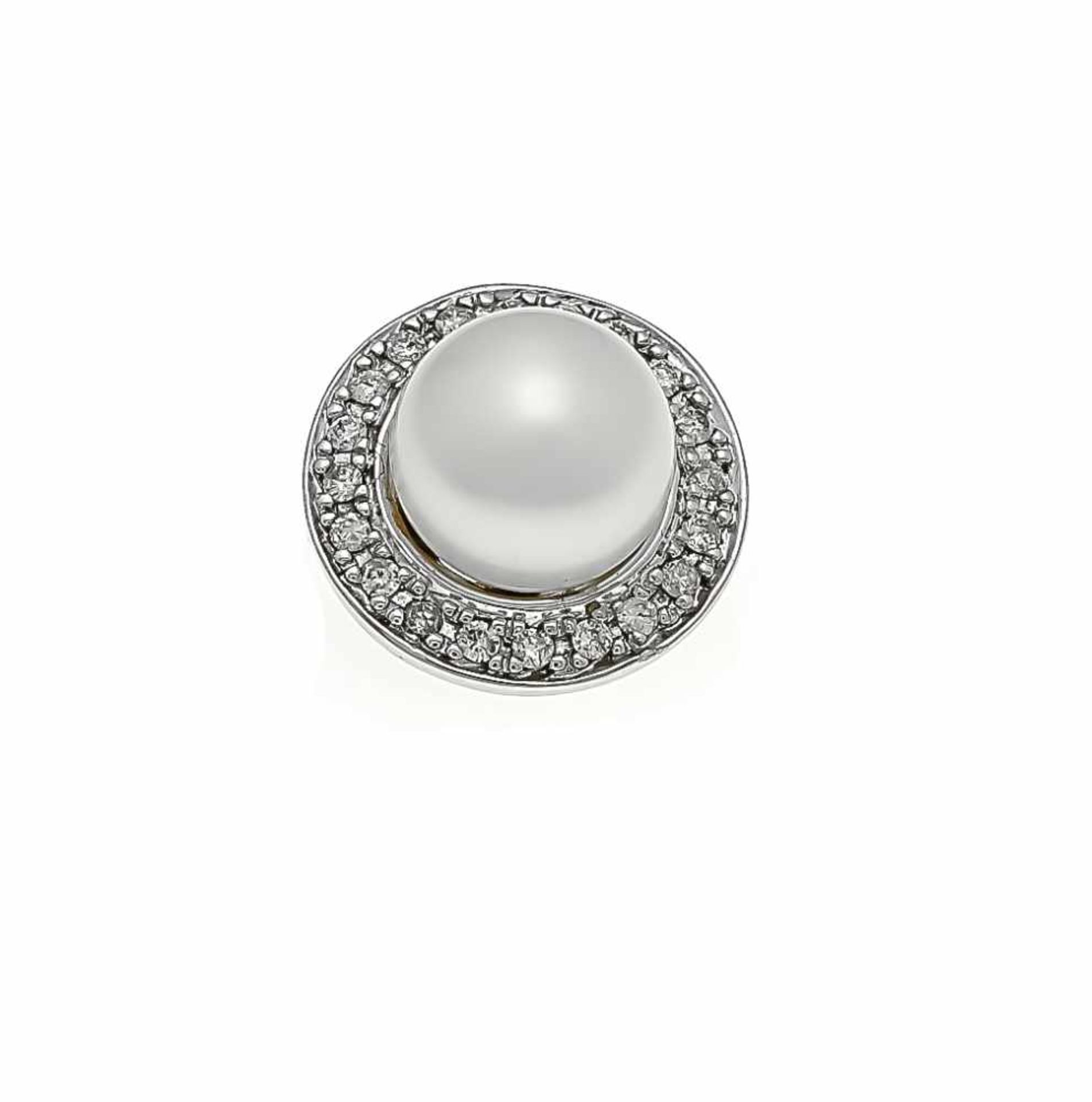 Akoya brilliant pendant WG 585/000 with an Akoya pearl 7.5 mm and 20 brilliant diamonds,