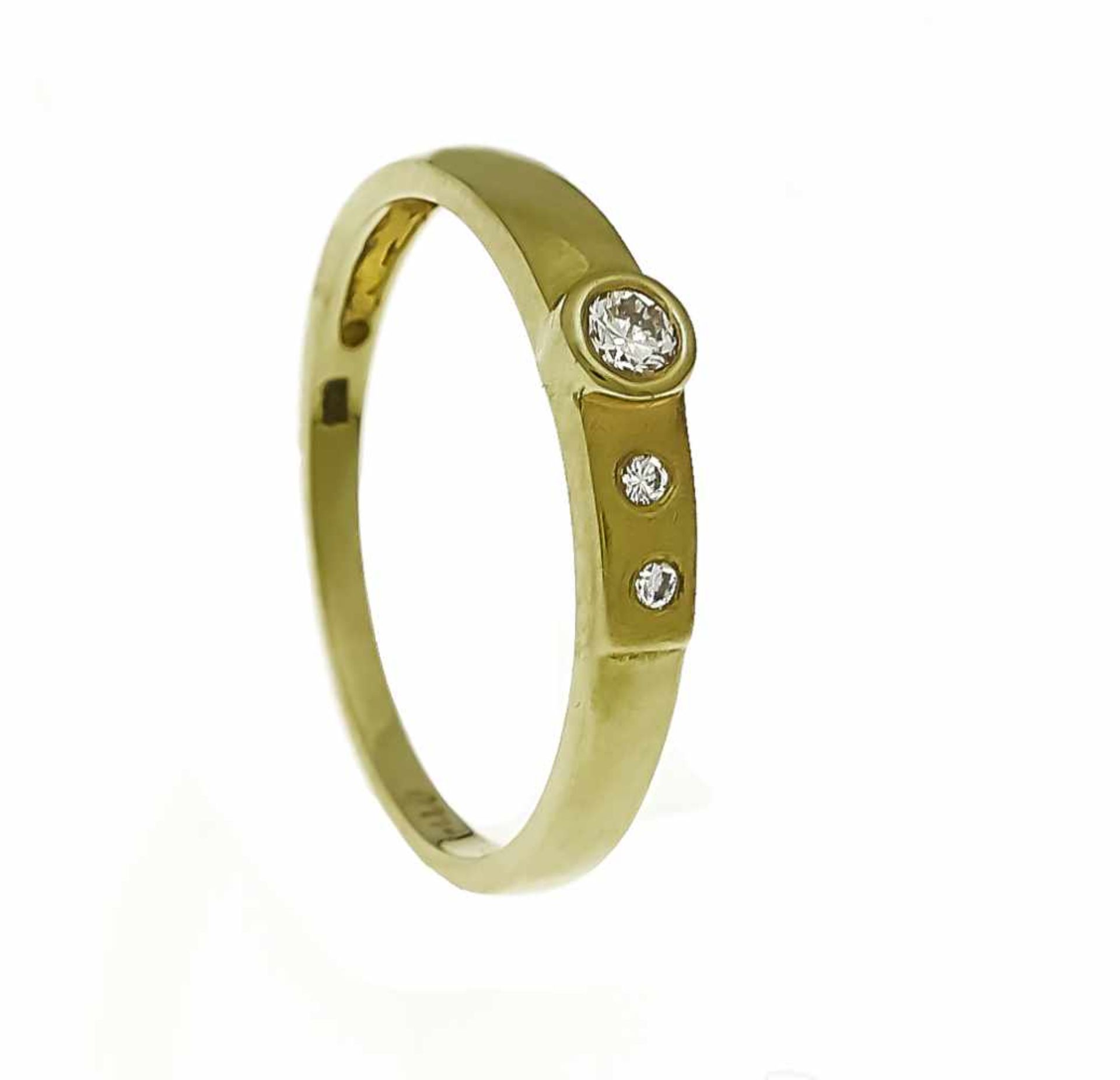 Brilliant ring GG 585/000 with 3 diamonds, 0.11 ct in total w / SI, RG 55, 1.9 g