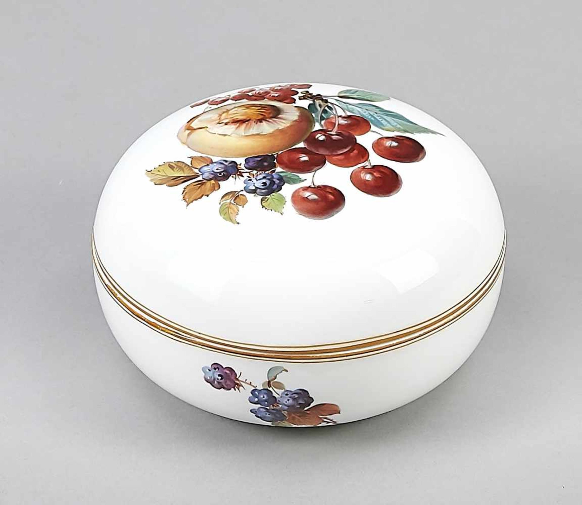 Large box lid, Meissen, mark after 1934, deputy, on the lid and on the wall, polychrome