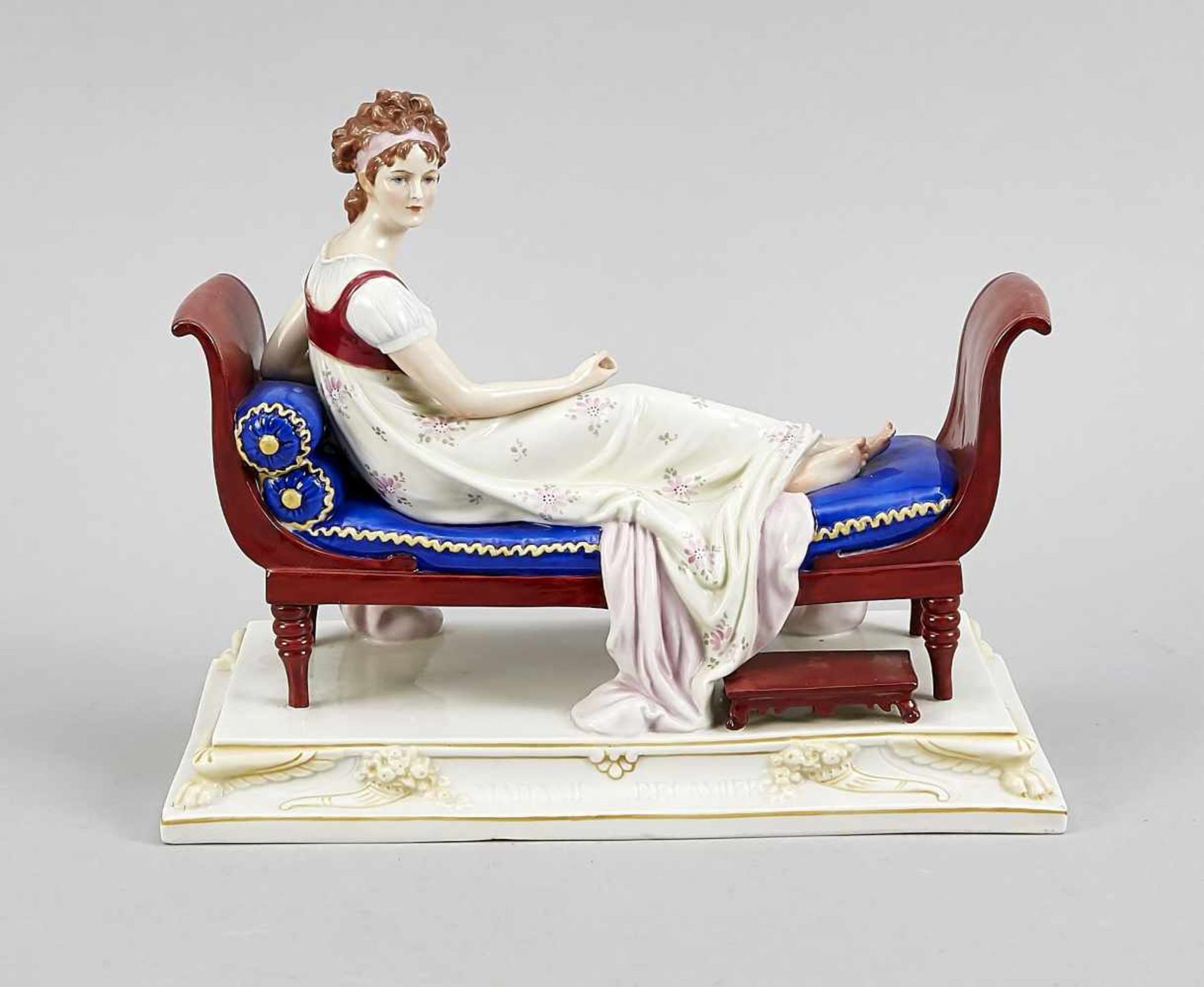 Figure ''Madame Récamier'', Scheibe-Alsbach, 20th century, porcelain, polychrome painted,<