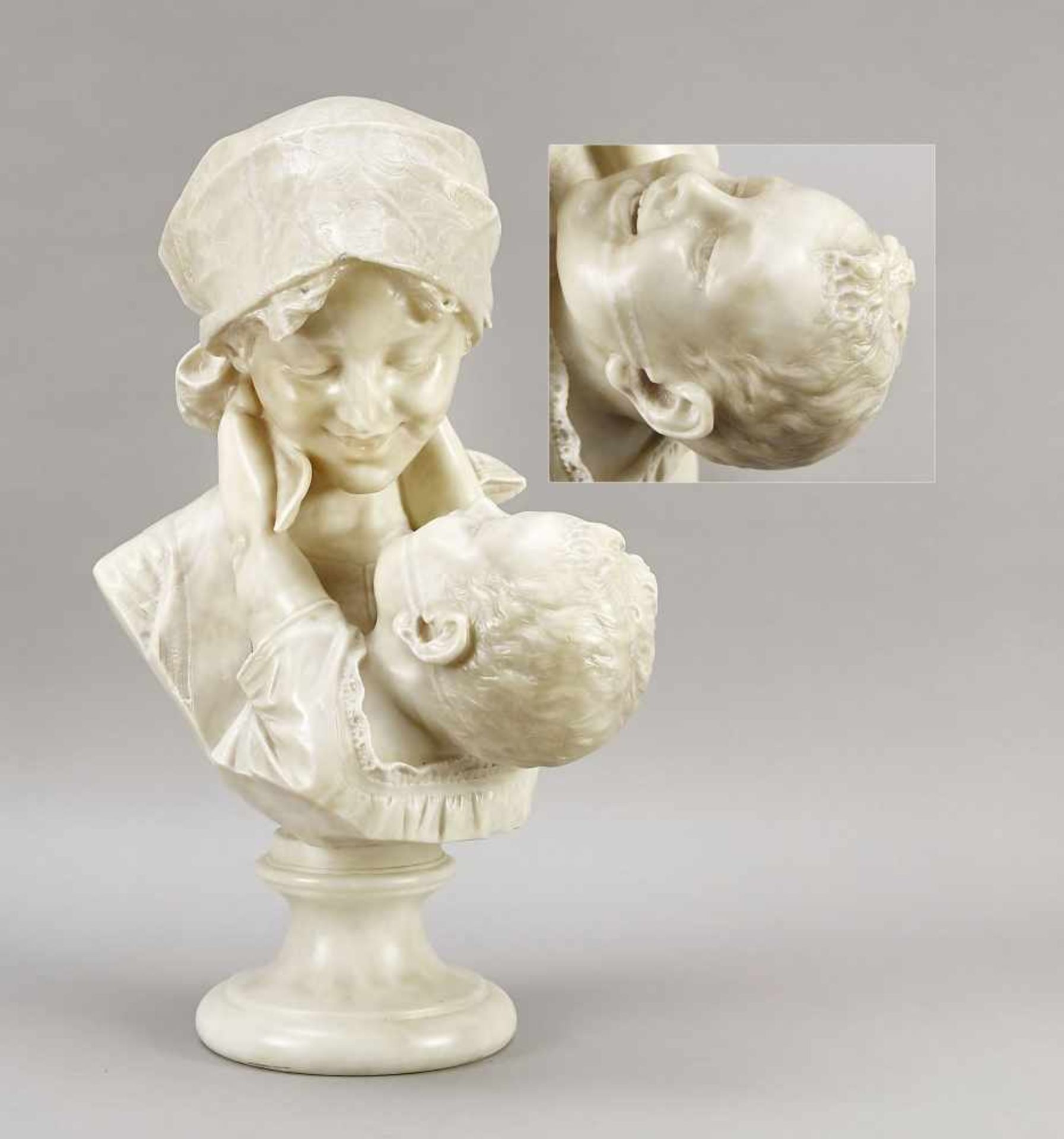 Jean Louis Grégoire (1840-1890), French sculptor, large alabaster bust one<