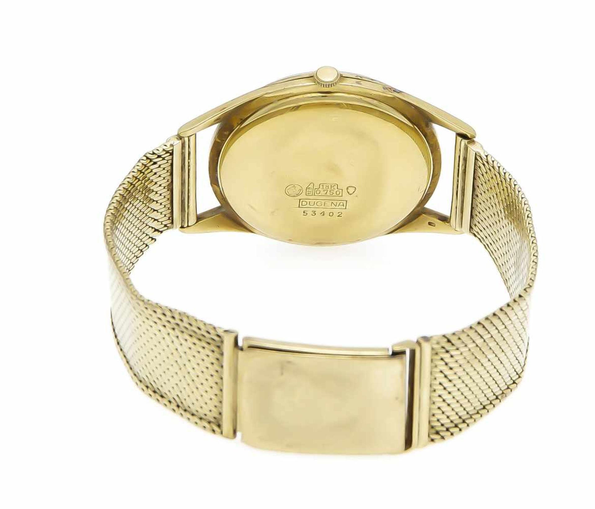 Dugena men's automatic watch, case gold 750/000, milanese watch strap gold 585/000, - Bild 2 aus 2