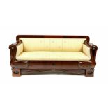 Biedermeier-Schwanensofa um 1820, Mahagoni massiv und furniert, Fadeneinlagen,