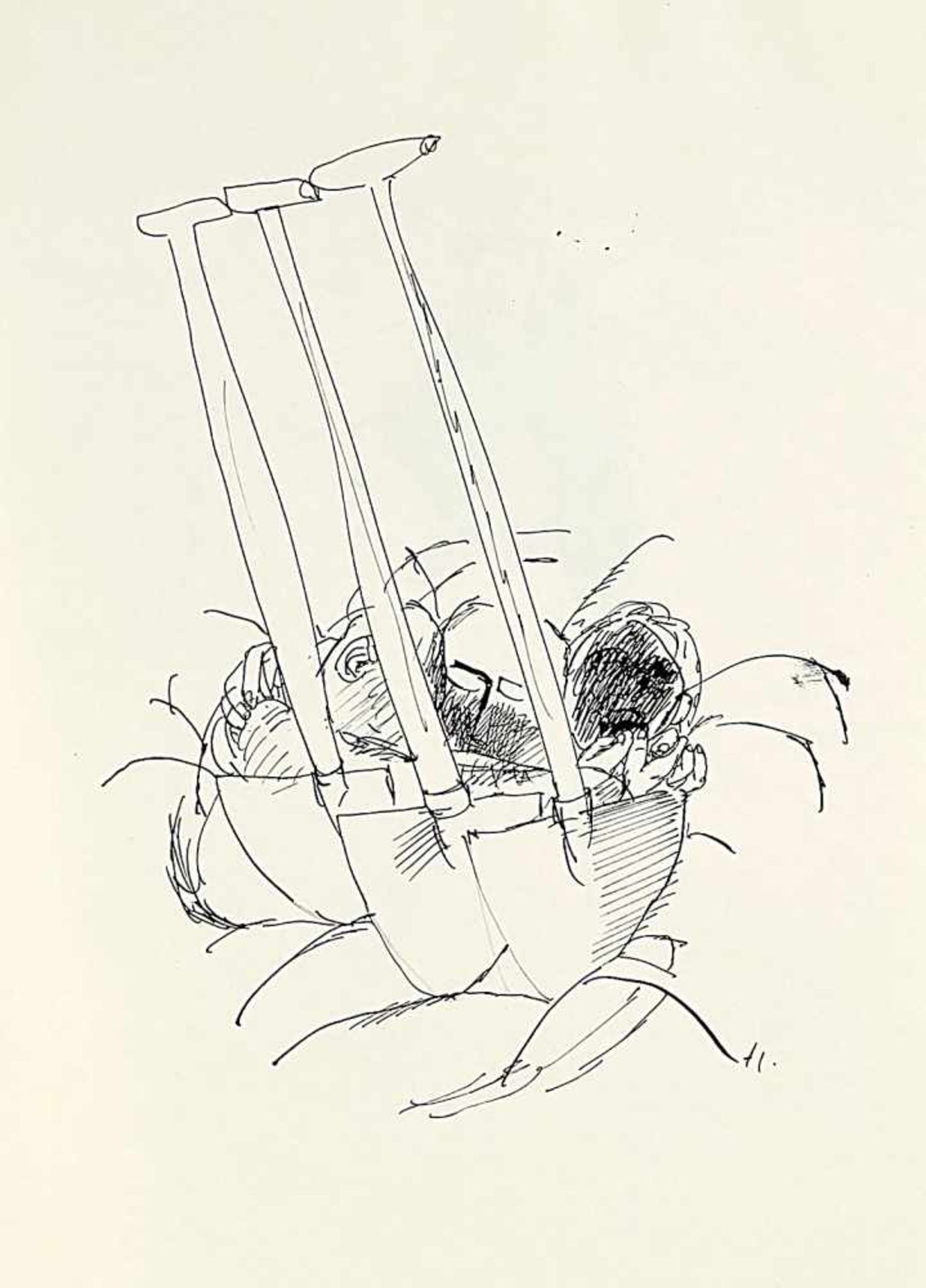 Bernhard Heisig (1925-2011), series of 5 pen and ink drawings to poems by Johannes R. - Bild 2 aus 6