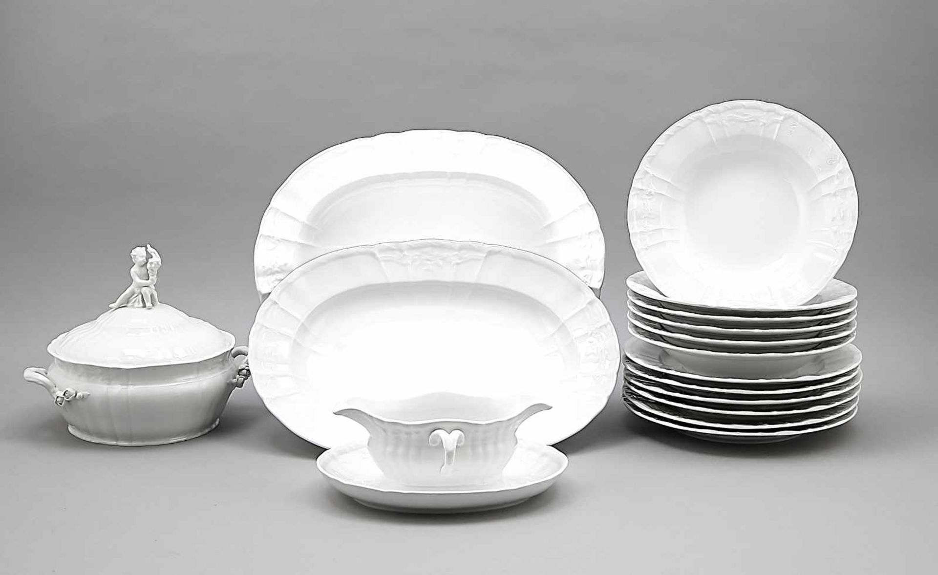 Dining service for 6 people, 16 pieces, KPM Berlin, mark 1962-92, 1st quality, Rocaille