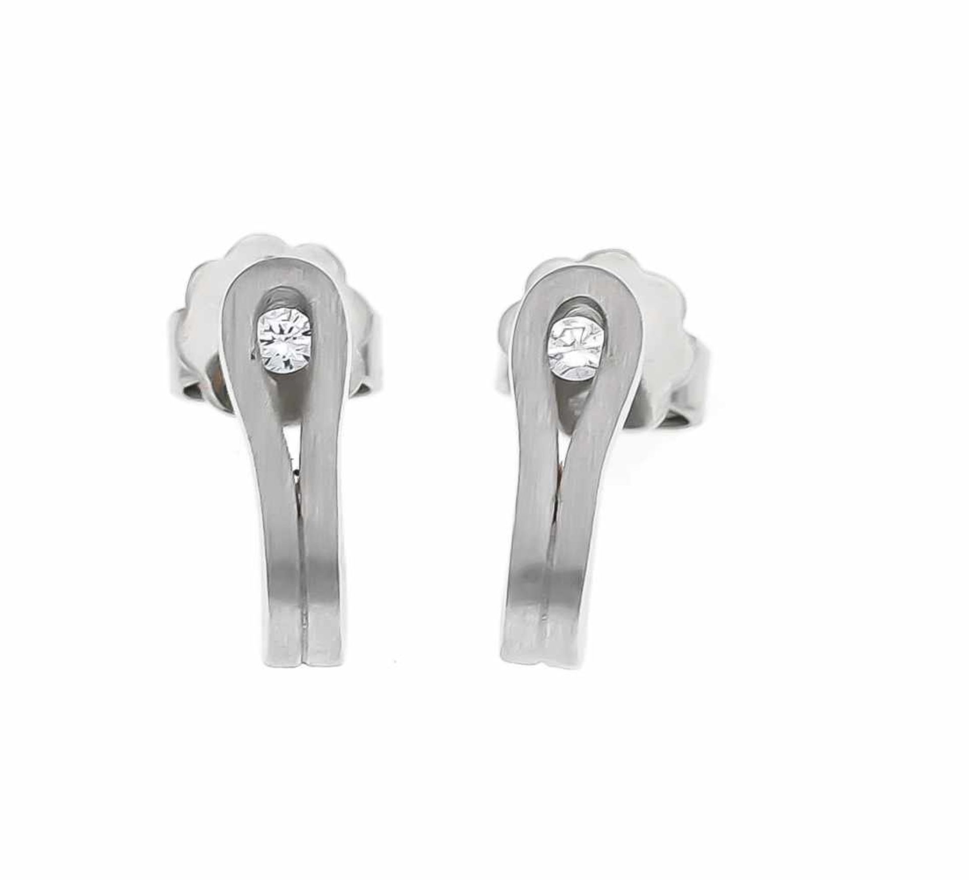 Brillant earrings Platinum 950/000 with 2 brilliants, total 0.06 ct TW / VS, L. 12 mm, 3.0