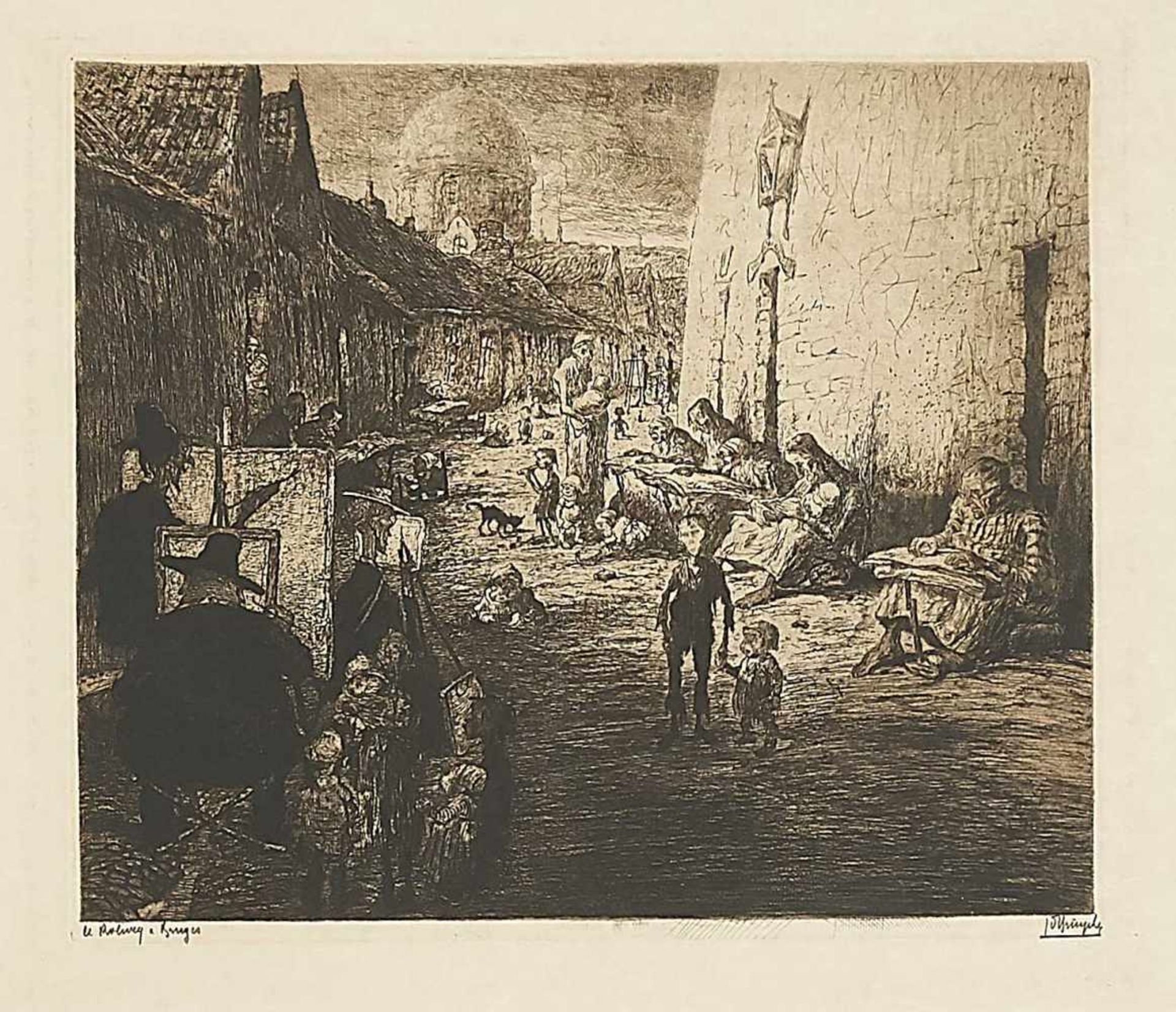 Jules De Bruycker (1870-1945), major Belgian graphic artist. ''Le Rolweg a Bruges'' (the