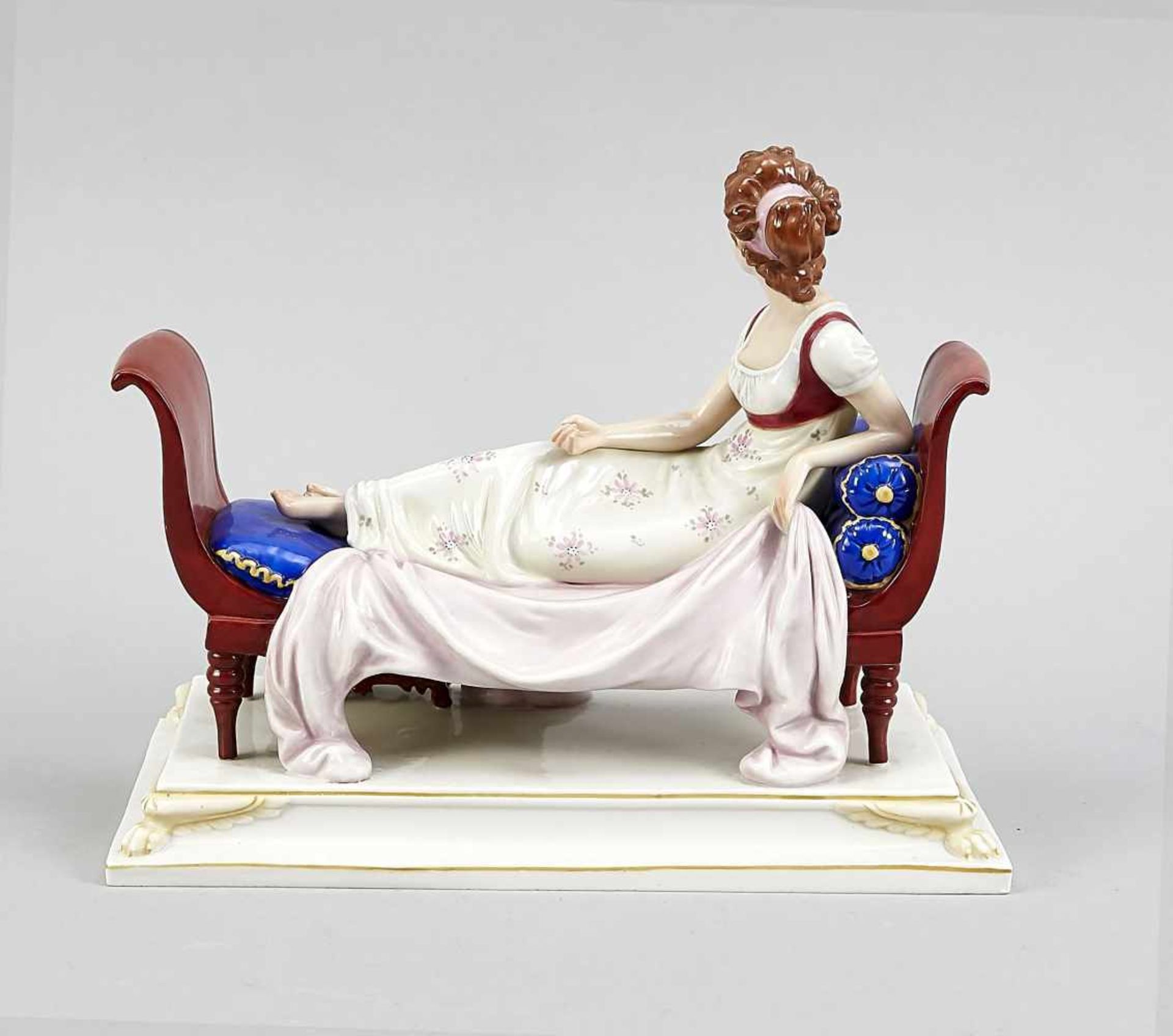 Figure ''Madame Récamier'', Scheibe-Alsbach, 20th century, porcelain, polychrome painted,< - Bild 2 aus 2