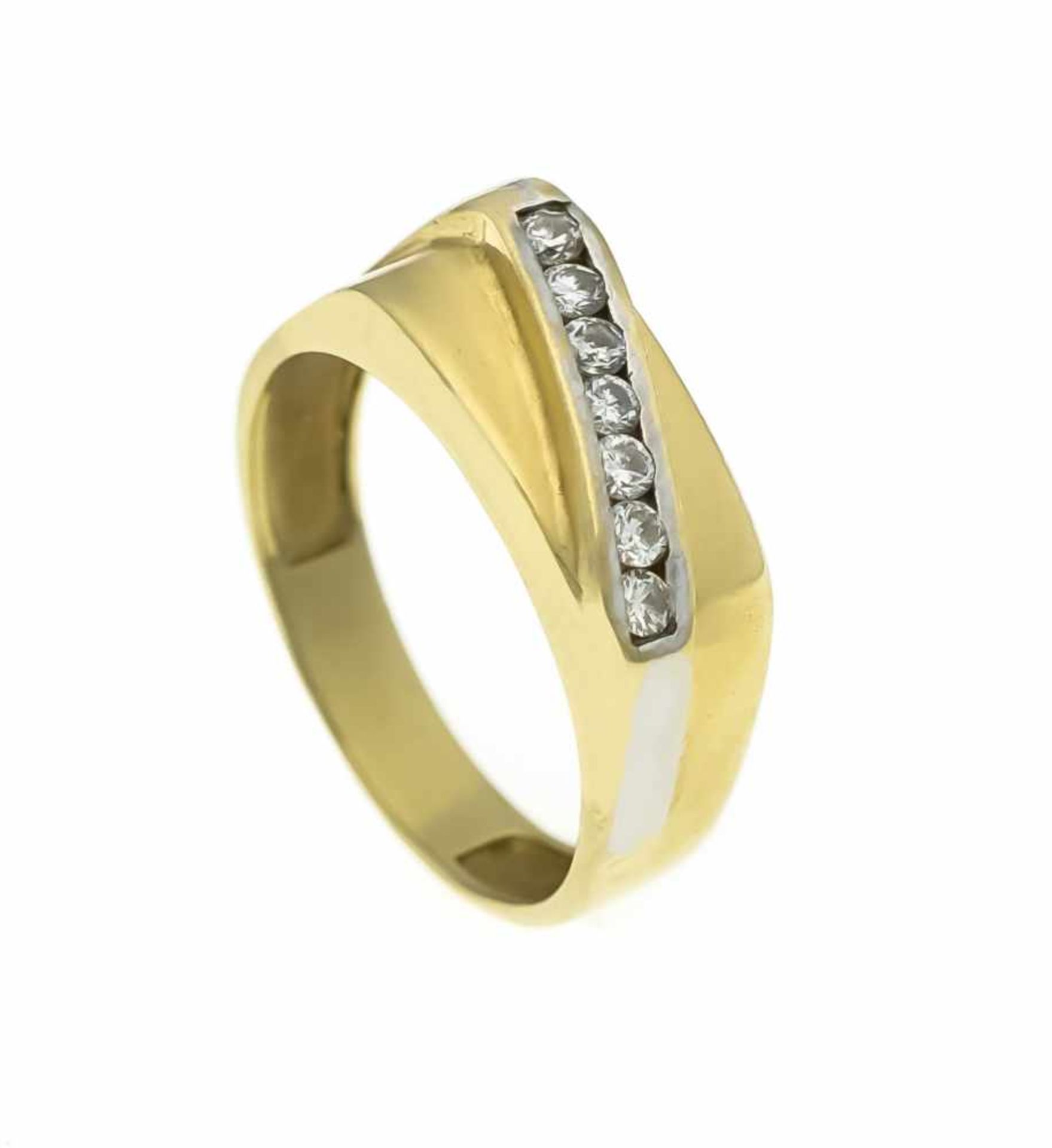 Brillant ring Christ GG / WG 585/000 with one brilliant cut diamond, 0.10 ct W / SI, RG