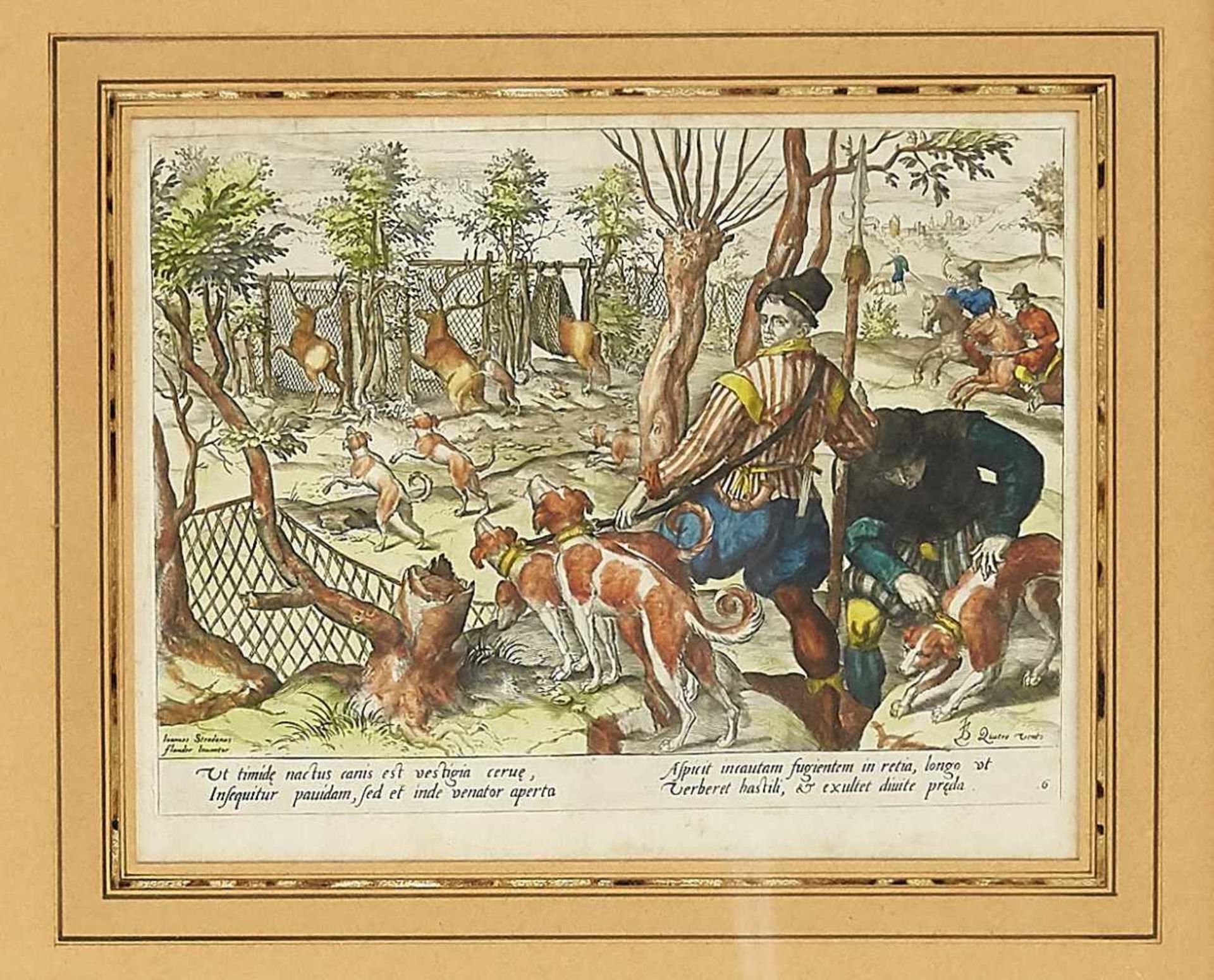 Jan van der Straet (1523-1605), plate 6 from the six-part episode with hunting scenes
