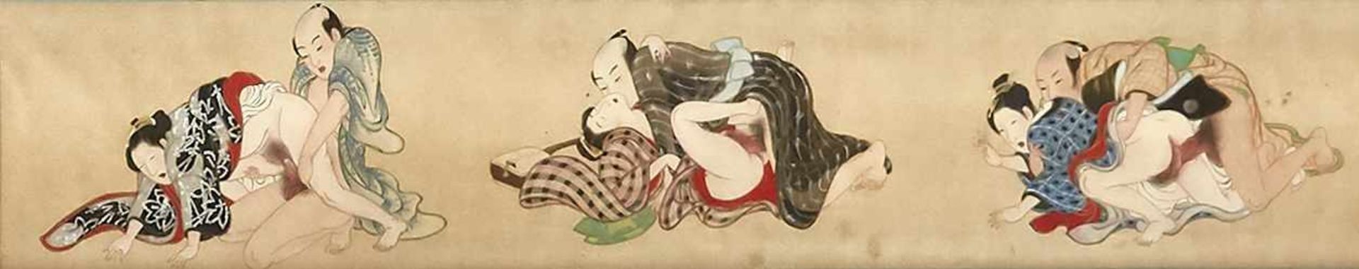 Scroll painting, mocking pictures about the passion of women, Japan, pres. 18th century, - Bild 3 aus 5
