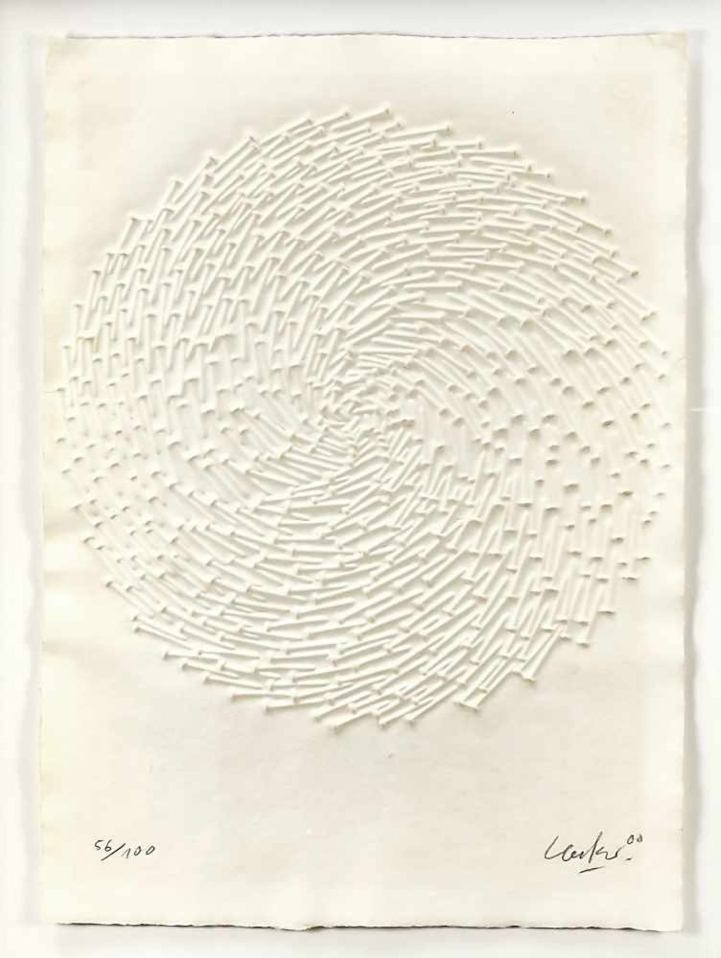 Günther Uecker (* 1930), spiral, embossing on handmade paper, u. re. signed and dated (20)<