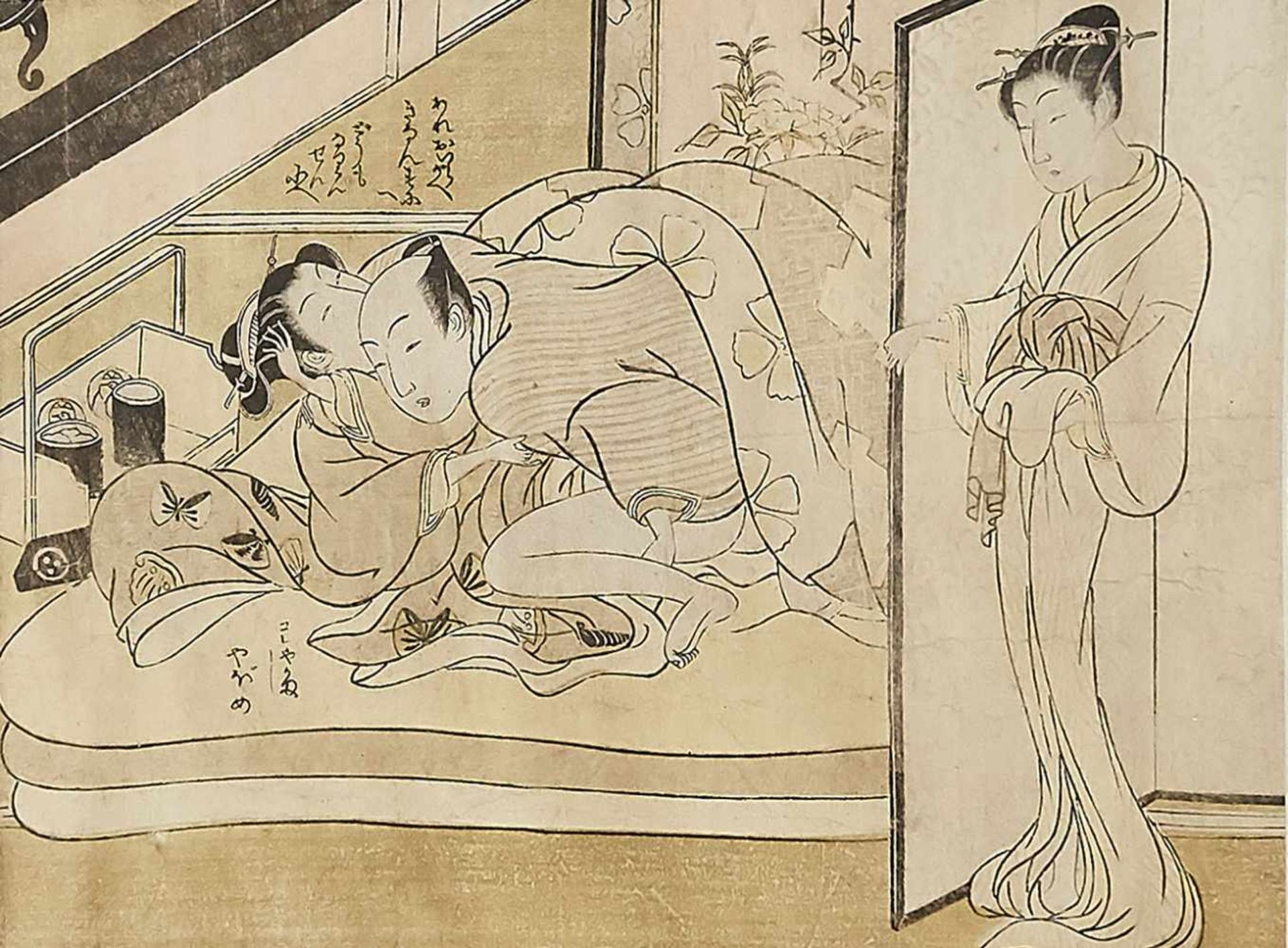 Shunga roll painting by Isoda Koryusai (pupil of Harunobo), Japan, 1770, 7 woodcuts in