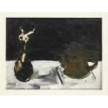 Anonymous painter 2nd half of the 20th century, expressive still life with pot and vase,