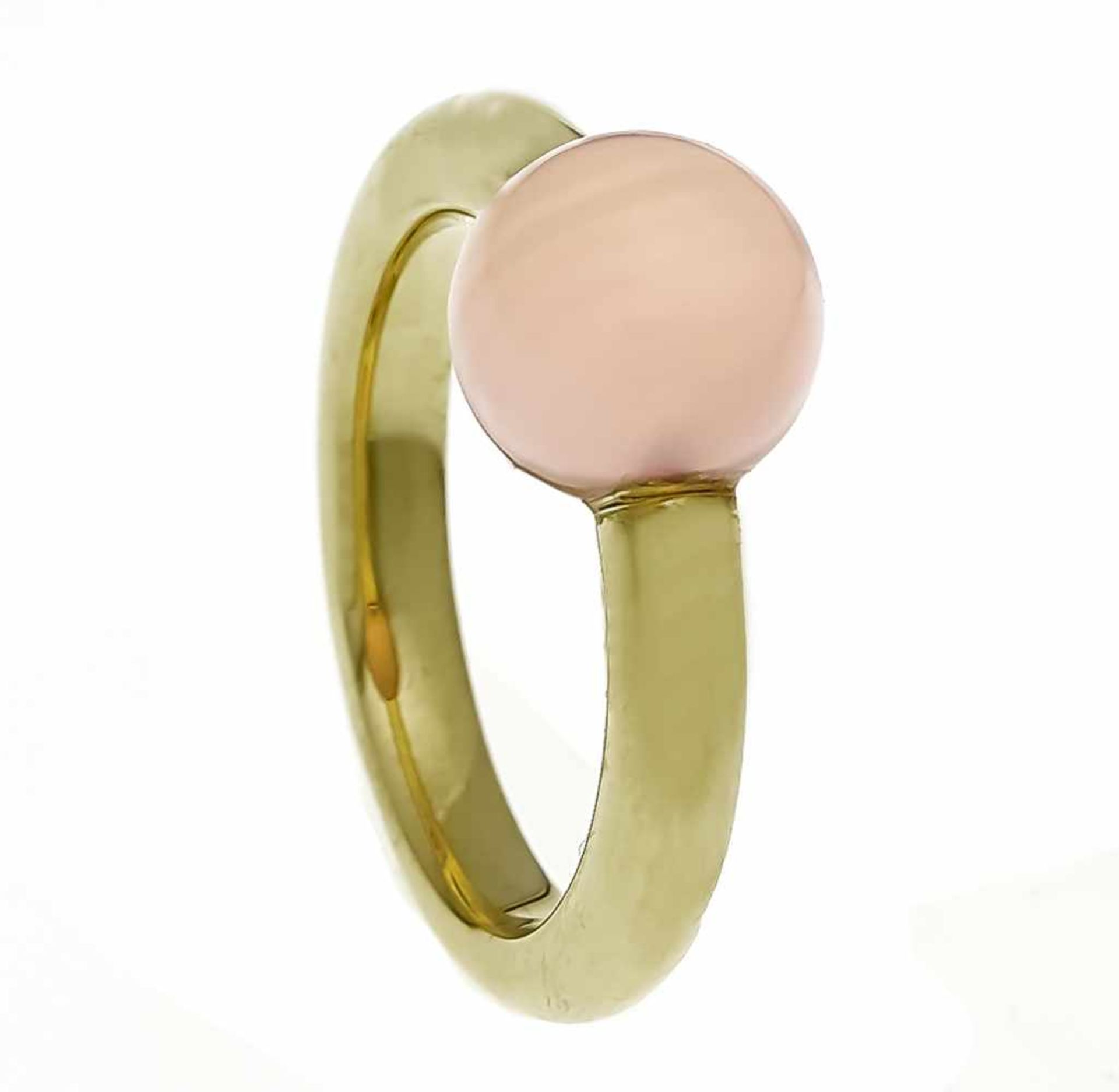 Rose quartz ring GG 585/000 with a rose quartz ball 10 mm, RG 58, 8.7 g