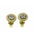 Brilliant stud earrings GG / WG 585/000 with 10 brilliants, total, 0.20 ct W / VS-SI, D. 9