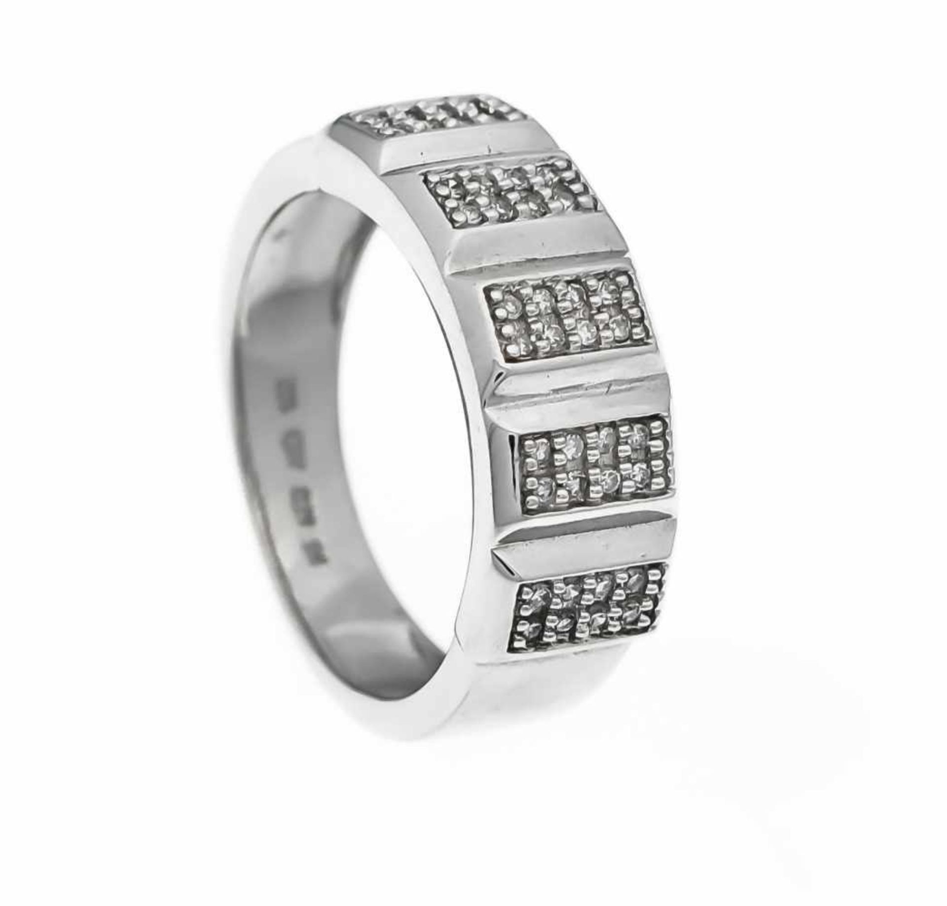 Diamond ring WG 585/000 with 40 diamonds, total 0.24 ct slightly tinted White / SI-PI, RG