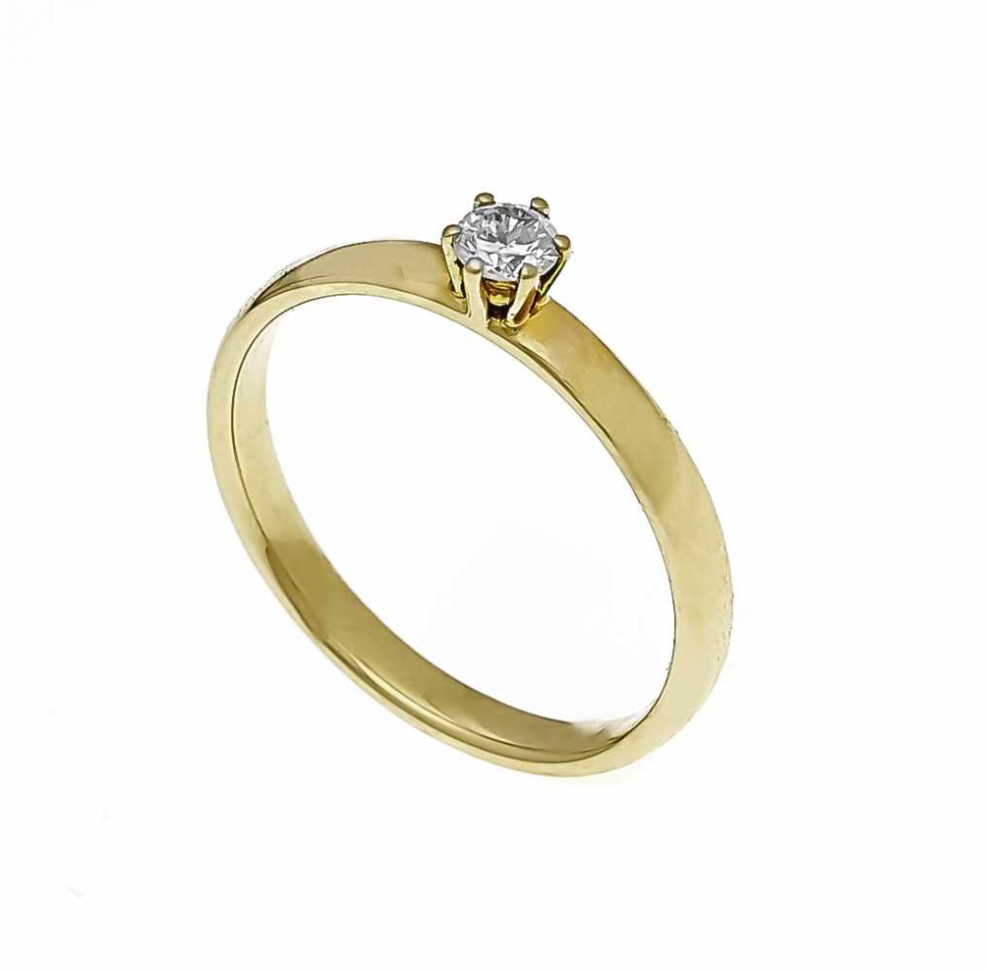 Brilliant ring GG 585/000 with a brilliant 0.18 ct slightly tinted White - White / SI, RG