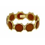 Carnelian bracelet GG 750/000 with 9 round carnelian plates 16 mm, box clasp, L. 18.2 cm,