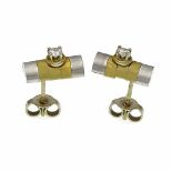 Brillant-Ohrstecker GG/WG 585/000 mit 2 Brillanten, zus. 0,20 ct TW/SI, L. 12,2 mm, 3,7 g- - -22.