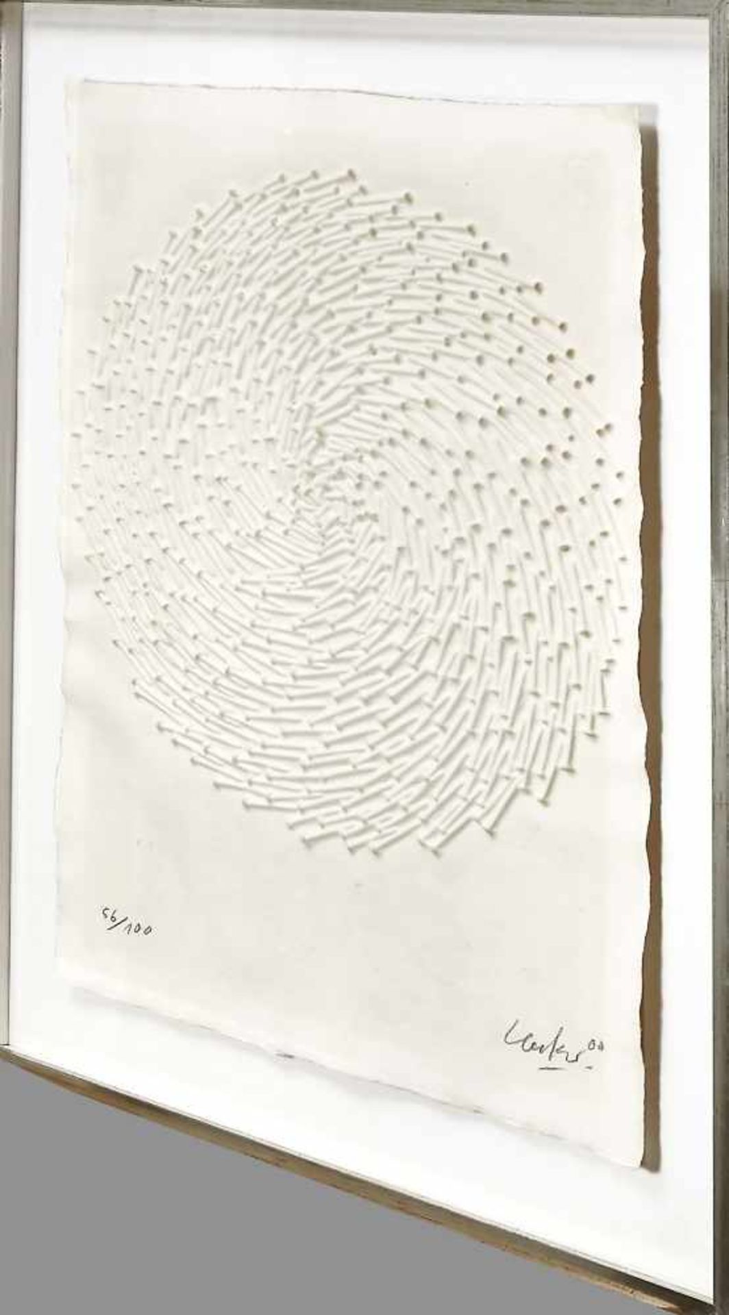 Günther Uecker (* 1930), spiral, embossing on handmade paper, u. re. signed and dated (20)< - Bild 2 aus 2