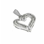 Diamond pendant heart WG 750/000 with diamond baguettes, total 0.10 ct slightly tinted