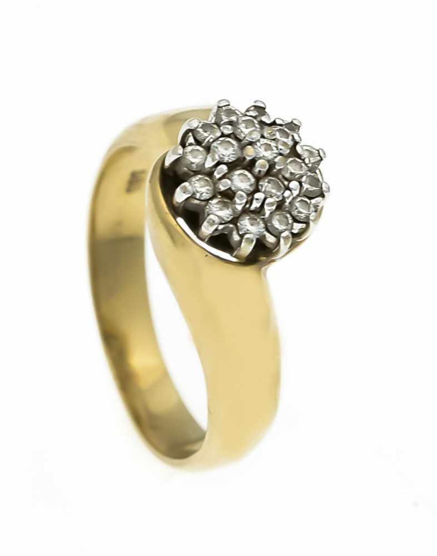 Brillant ring GG / WG 585/000 with 19 diamonds, total 0.38 ct TW / SI, RG 57, 6.3 g