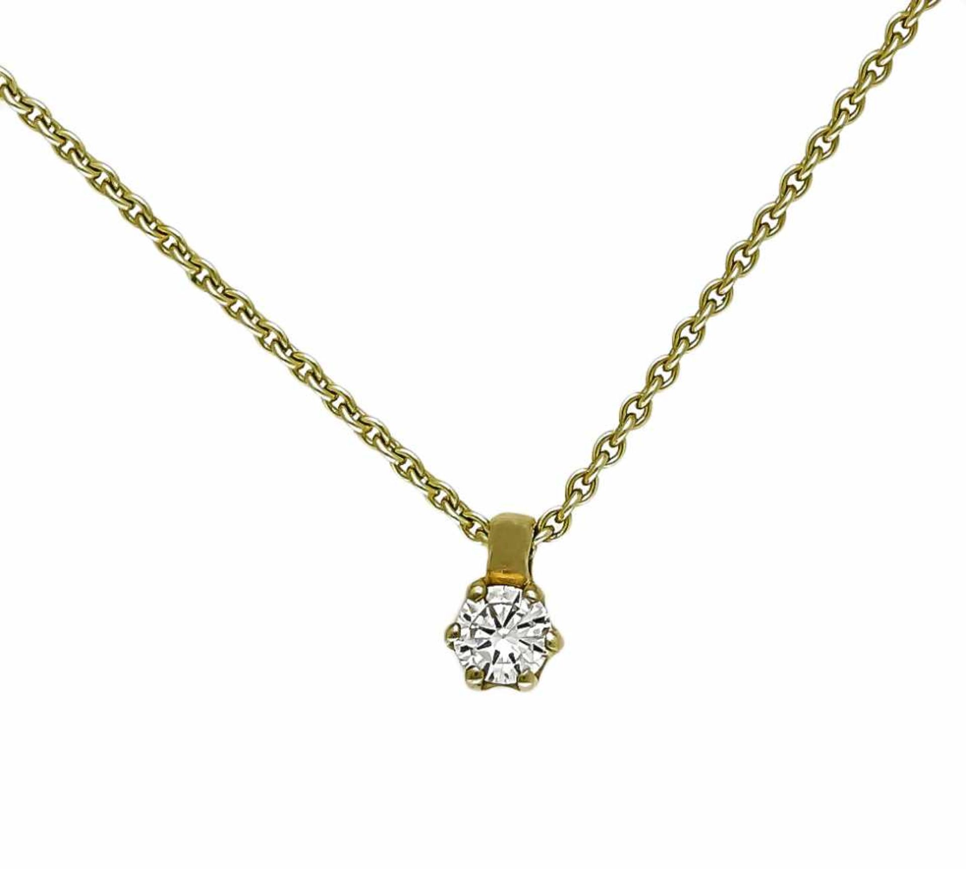 Brilliant pendant GG 585/000 with a brilliant 0.13 ct W / SI, L. 6 mm, chain GG 585/000