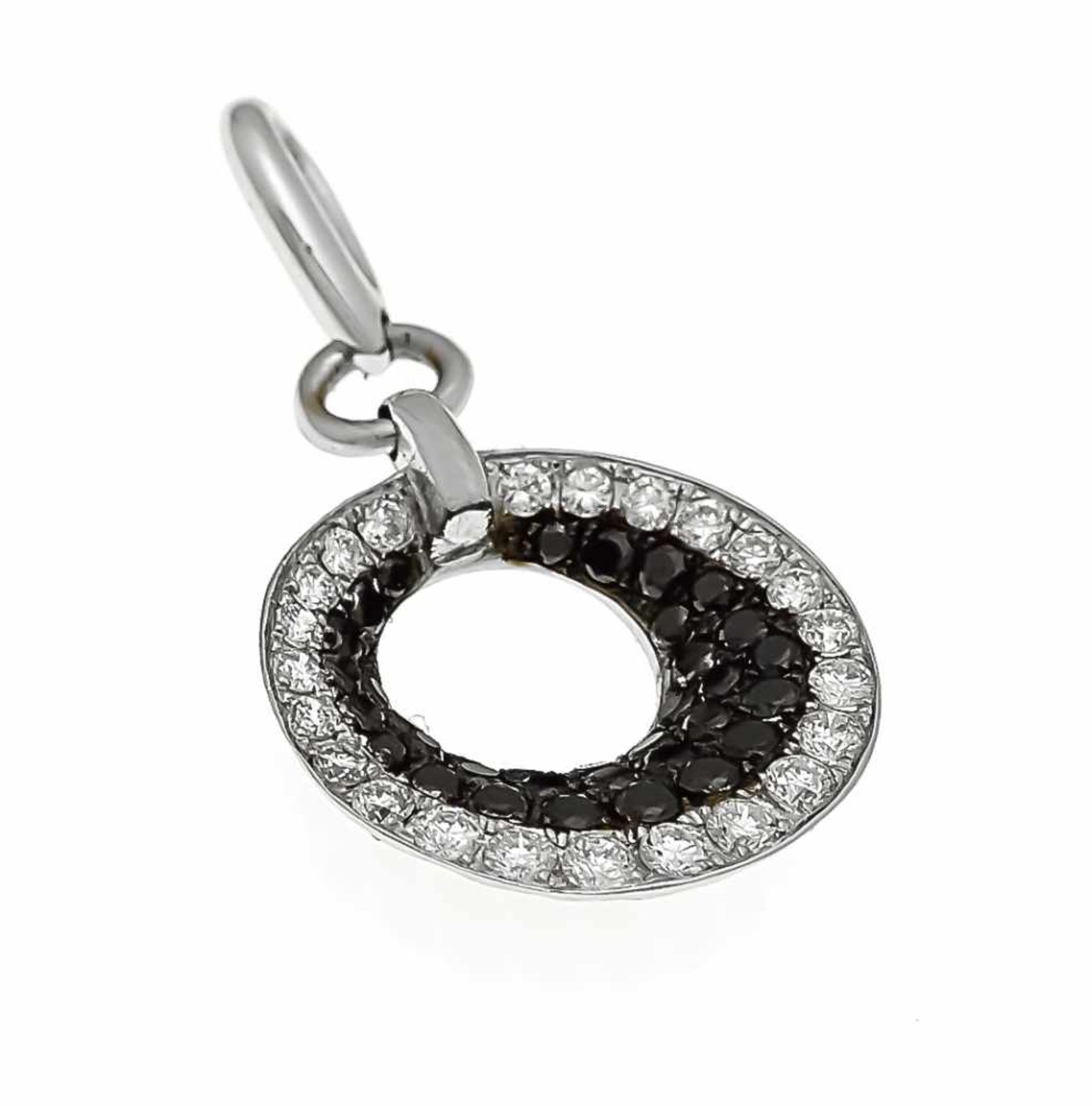 Brilliant pendant WG 750/000 with brilliants W / SI and black diamonds, total 0.30 ct,