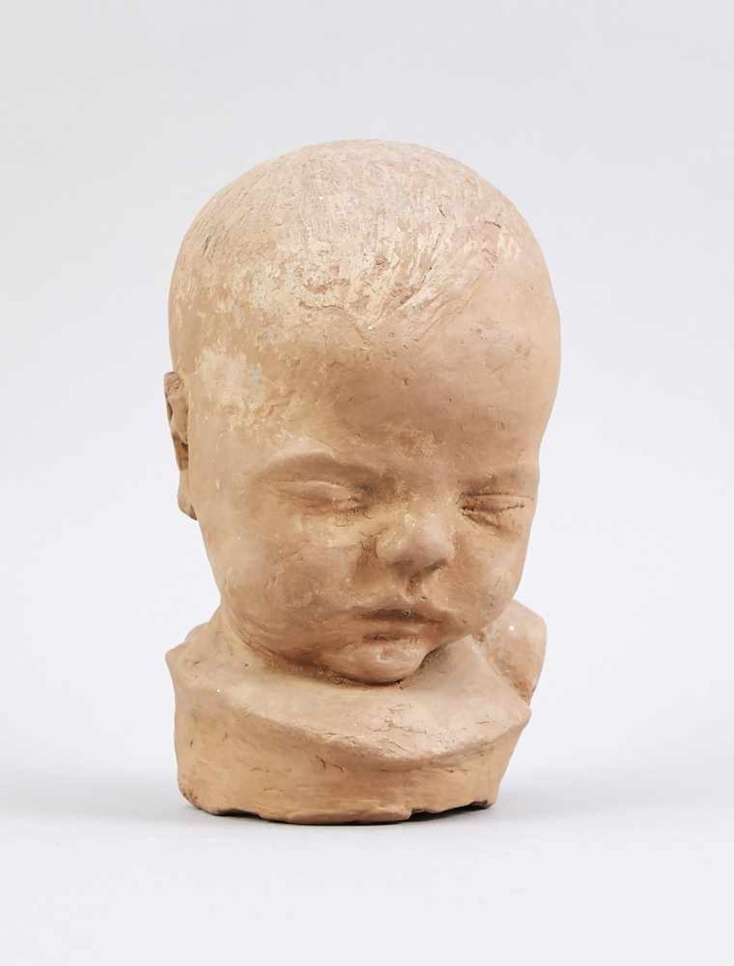 Anonymous sculptor mid 20th century, child's head, terracotta, dam., Unsigned, 19 cm