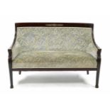 Sofa im Empire-Stil um 1900, Mahagoni massiv, geschnitzte Armlehnenden, zeittypischeApplikationen