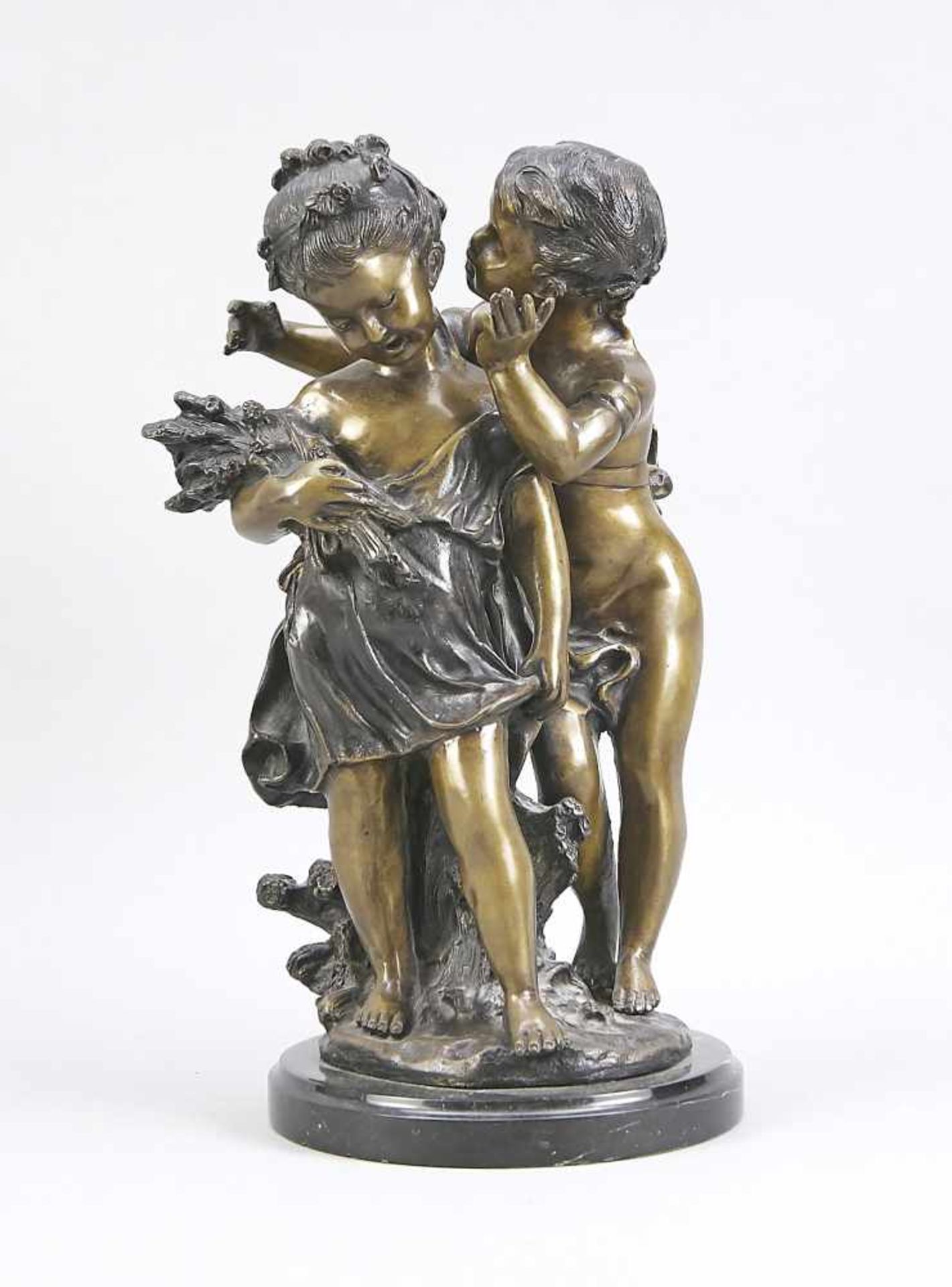 Auguste Moreau, after, figurine group of two girls, refortion of the 21st century,