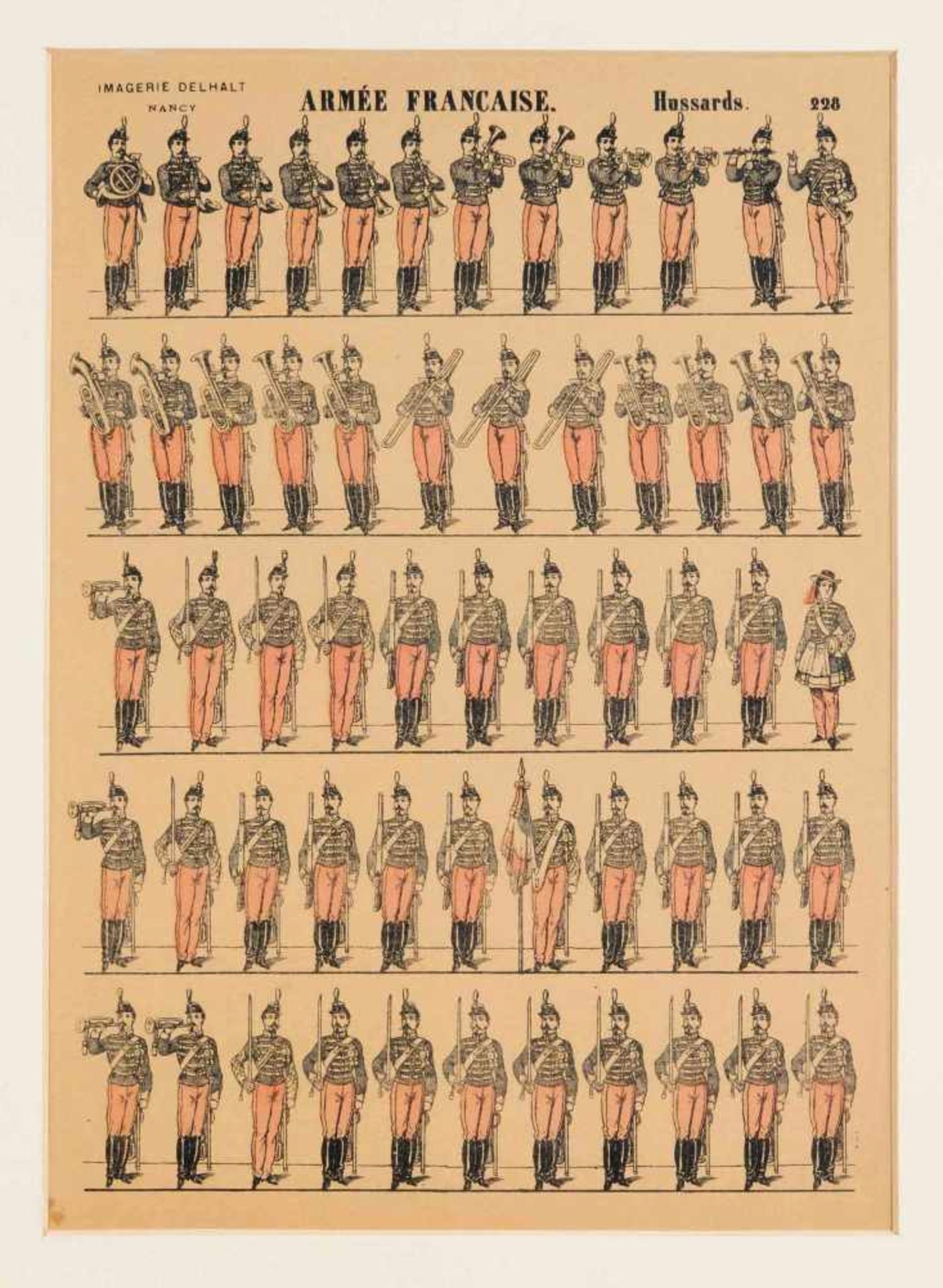 Military and uniform customer, compilation of 7 framed graphics of the 19th century, - Bild 3 aus 7