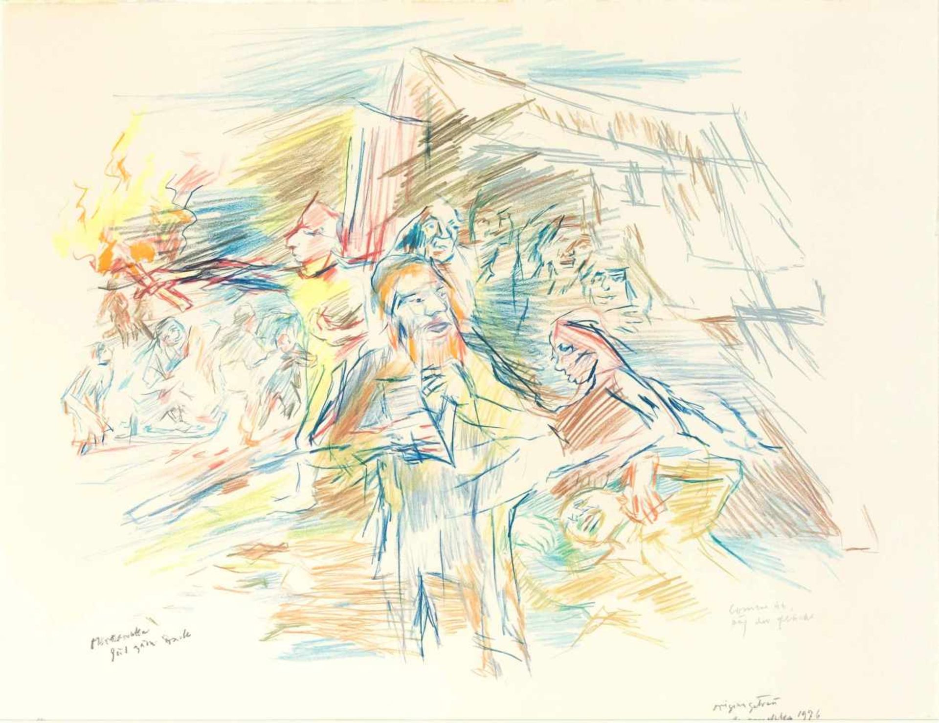 Oskar Kokoschka (1886-1980), große Farbserigraphie aus der Folge "Comenius", 1976, im<