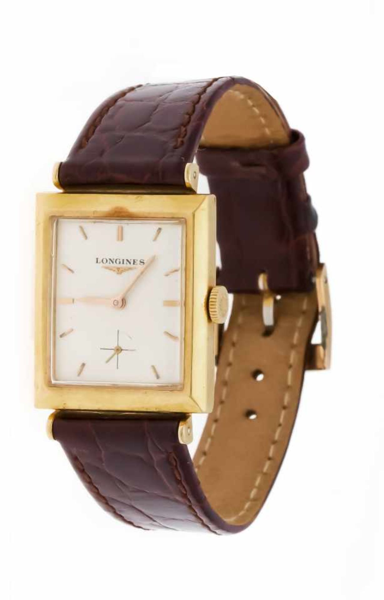 Longines gold watch, yellow gold / 750, manual winding Cal. 370, exactly, champagne-free.