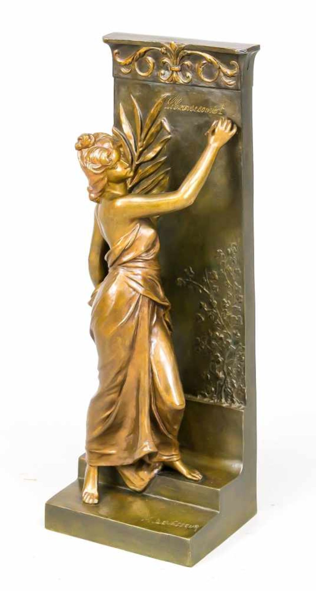 Henri Louis Levasseur (1853-1934), large statuette of Art Nouveau around 1900, young woman