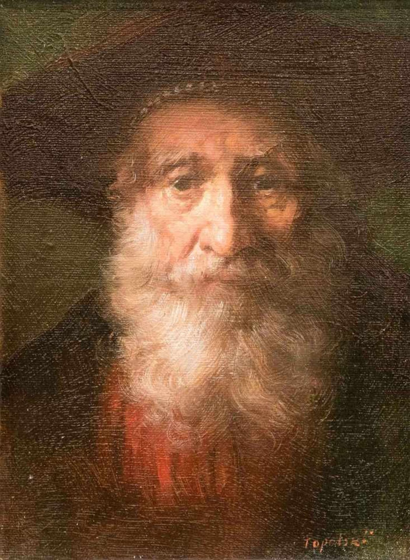 Sign. Topolski, Polish painter 2nd half of the 20th century. Portrait of a bearded man in