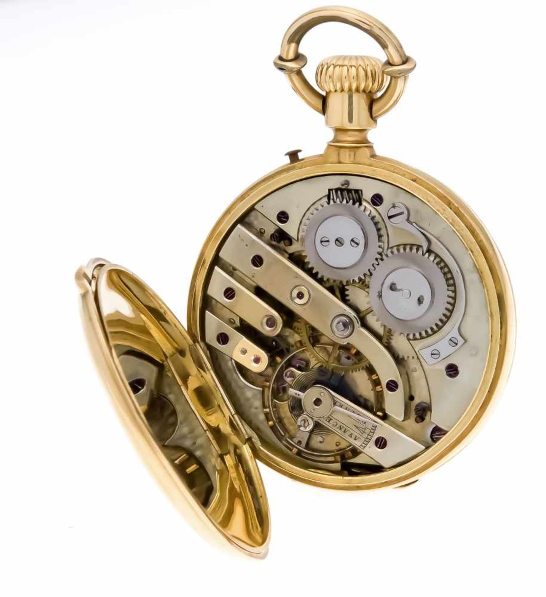 Men's pocket watch spring cover yellow gold / 750, 3 covers gold, anchor movement is - Bild 2 aus 3