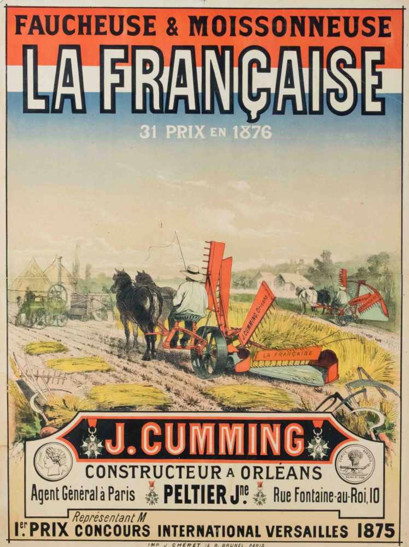 Two French advertising posters, ''Faucheuse et Moissonneuse J. Cumming'', color lithograph - Bild 2 aus 2