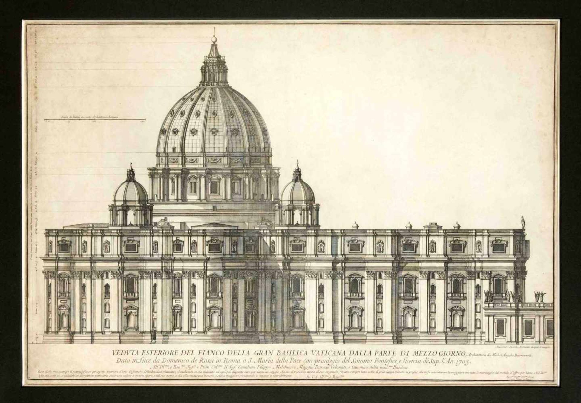 Alessandro Specchi (1668-1729), rare and large view of St. Peter's Basilica, ''Veduta