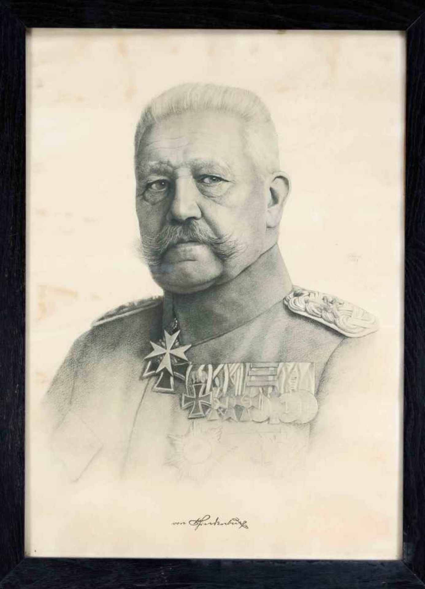 B. Winter, large lithograph with a portrait of Paul von Hindenburg, signed in the stone.