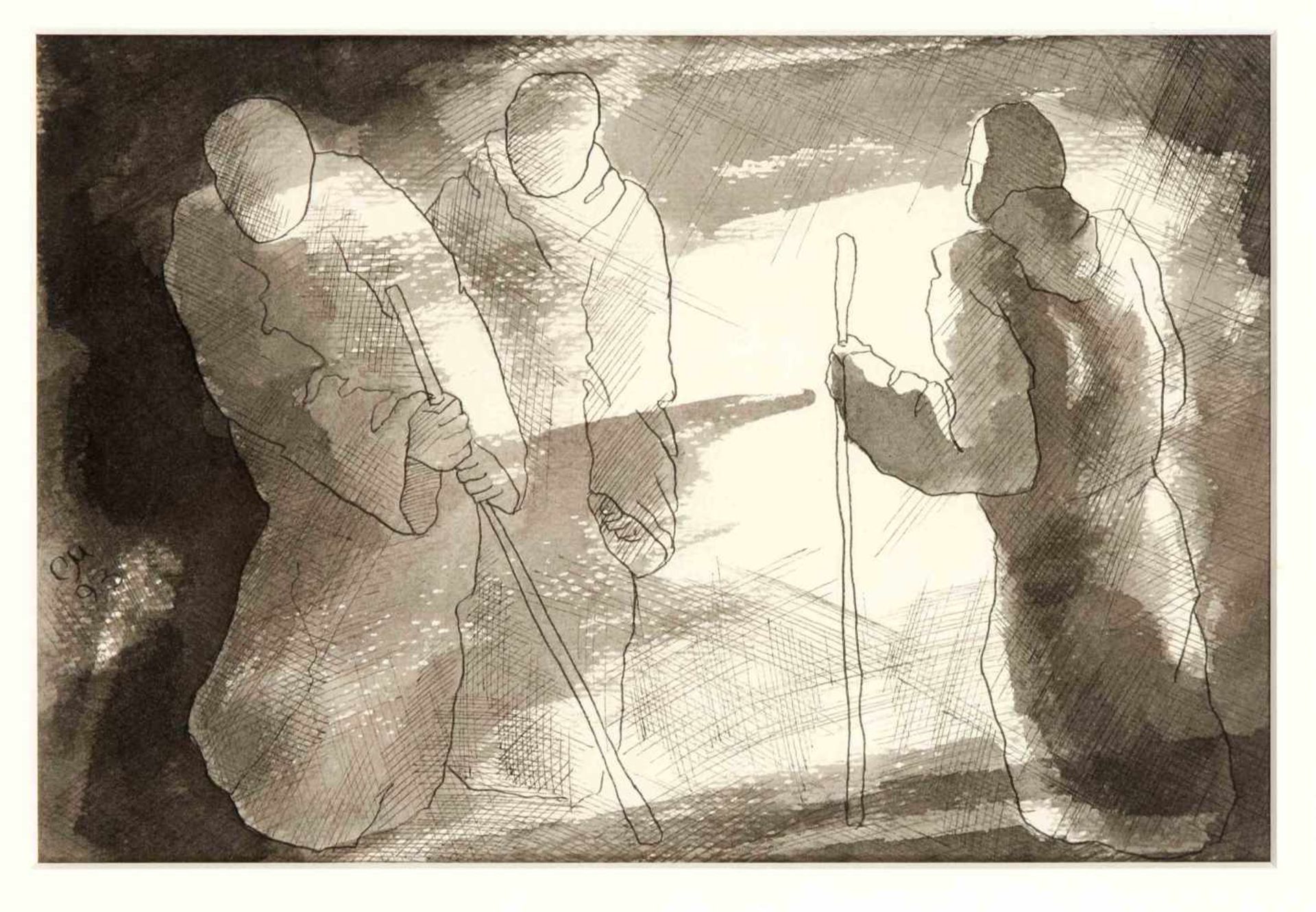 Monogrammist SM, Russian artist 2nd half of the 20th century, compilation of 4 washed pen - Bild 3 aus 4