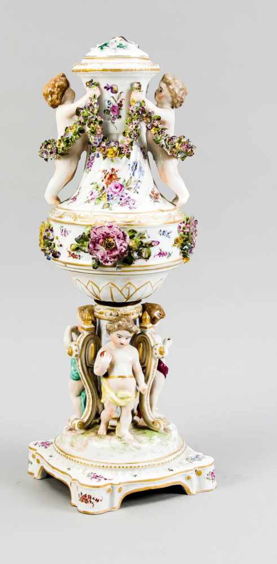 Loving couple, Triebner, Ens & Co., Volkstedt, Thuringia, mark 1894-1895, cavalier with - Bild 2 aus 2